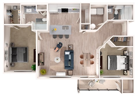 Floor plan for 2 beds, 2 baths, 1150 sqft